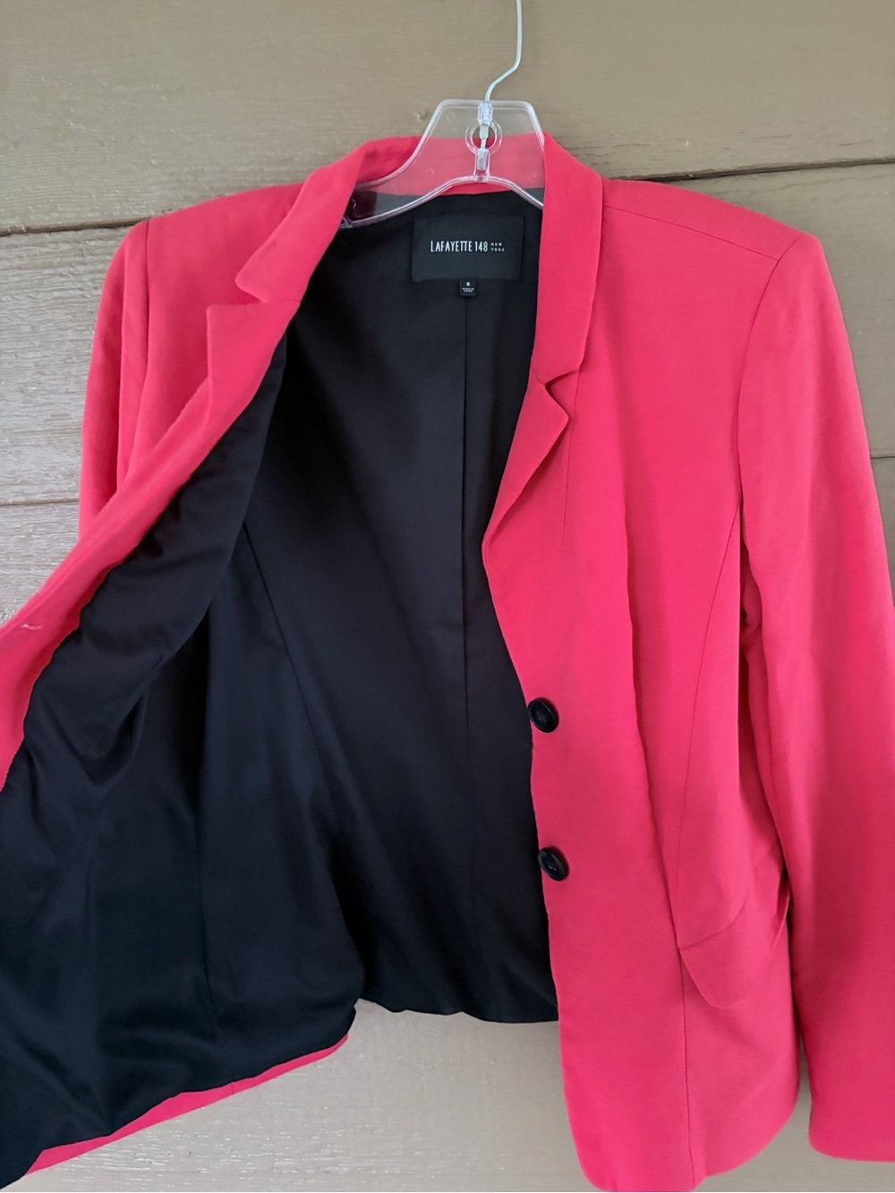 Lafayette 148 New York Deep Red Tailored Blazer w/Black Buttons -Sz 8 - Picture 2 of 6